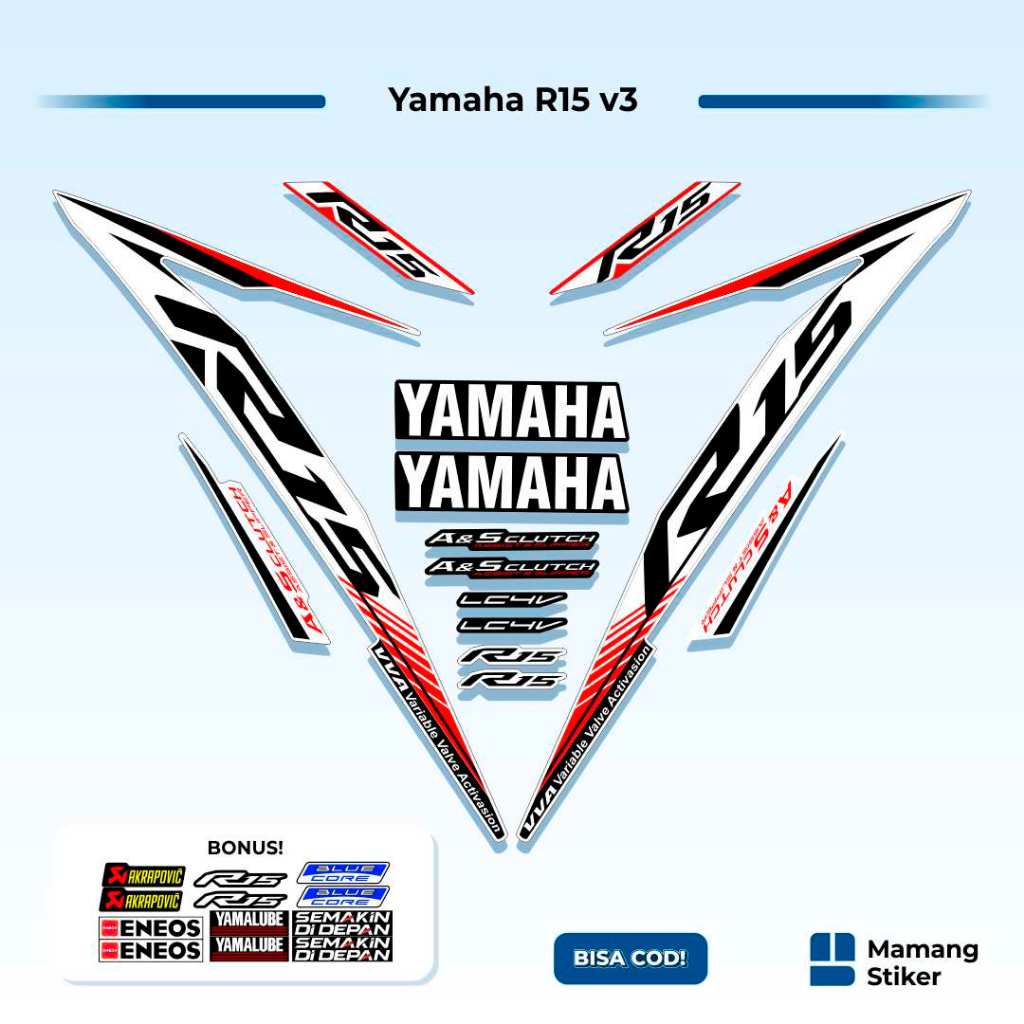 Striping R15 v3 Variasi (12) Full Body Simple Yzf Keren 2017 2018 2019 2020 2021 Api Anime RR Origin