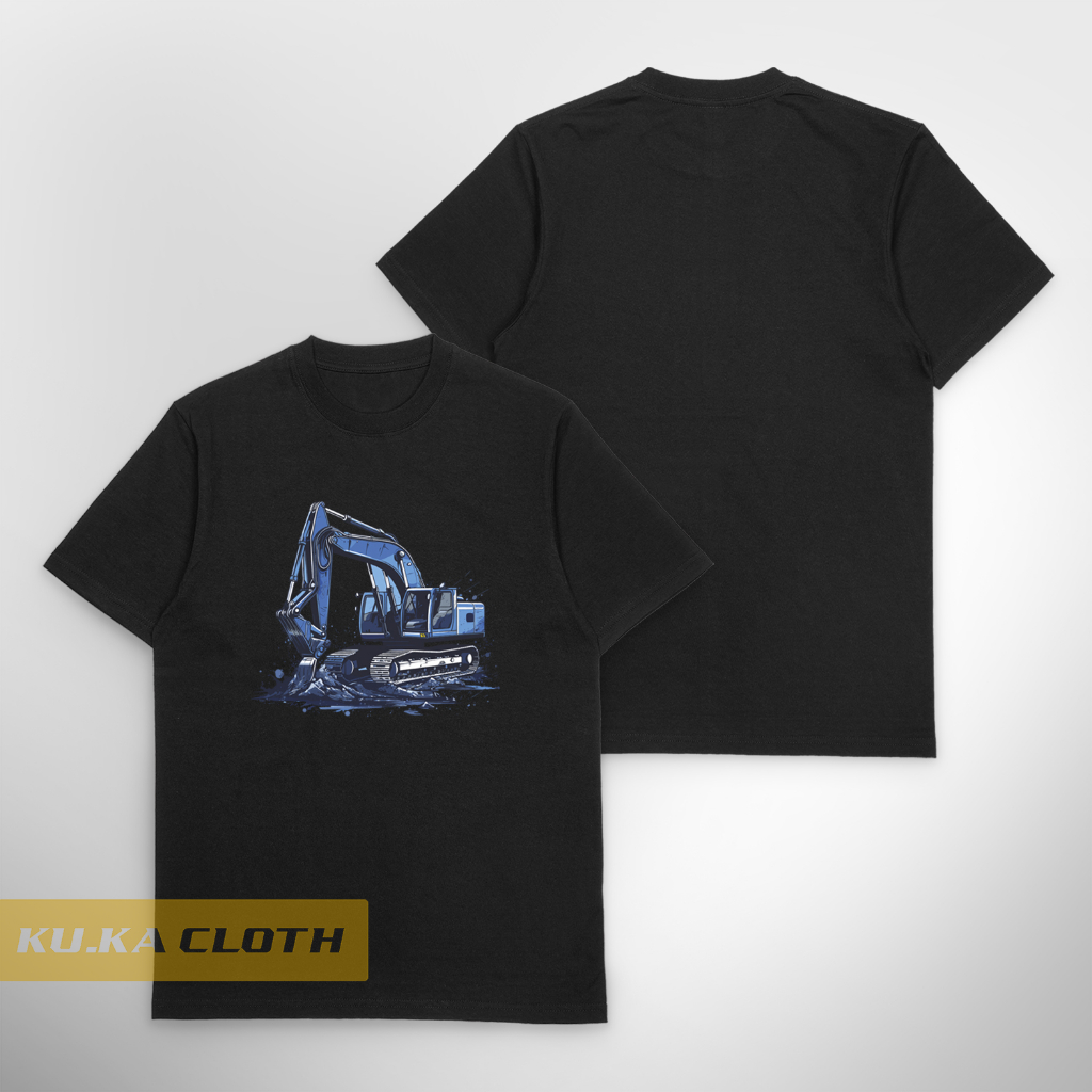 Baju Kaos Distro Pria Excavator blue silhouette
