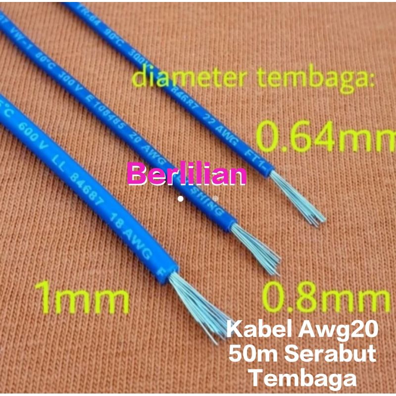 Kabel Awg20 50meter serabut tembaga putih / Kabel Awg 20