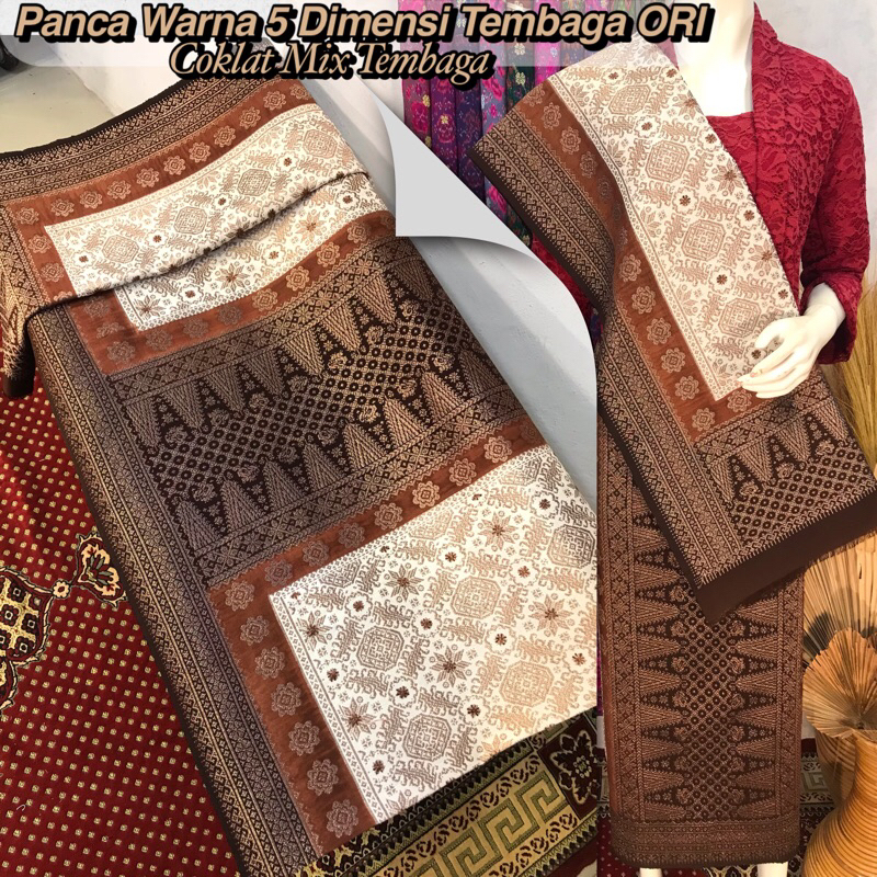 Songket Panca Warna 5 Dimensi Tembaga ORI-Asli Tenun Tangan Palembang(Ilham Songket)