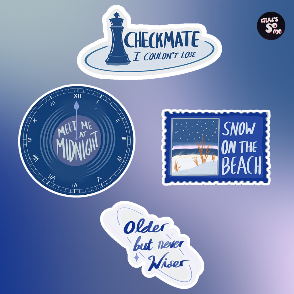 

STICKER PACK: Taylor Swift Midnights Fan Made Aesthetic Stickers (Snow on The Beach, Mastermind, Meet Me at Midnight, Anti-hero) A6