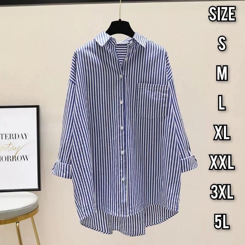 kemeja briana - kemeja atasan wanita - kemeja salur wanita - kemeja wanita jumbo - size S M L XL XXL