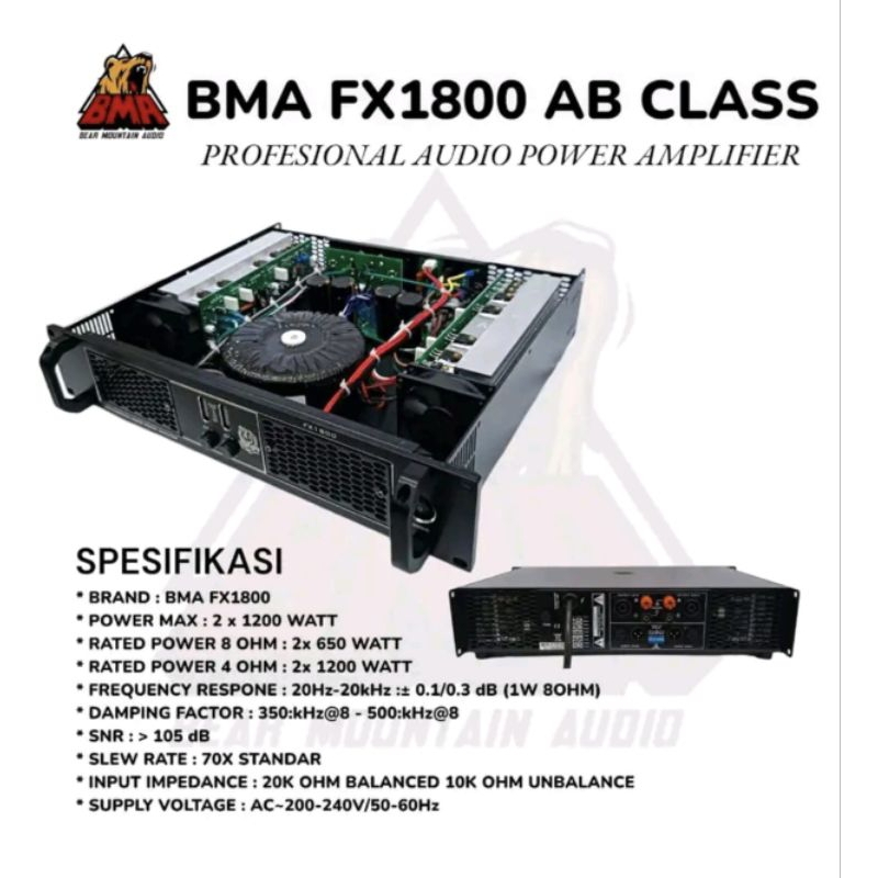 Power BMA FX1800 2x800 Watt 8 ohm Original BMA