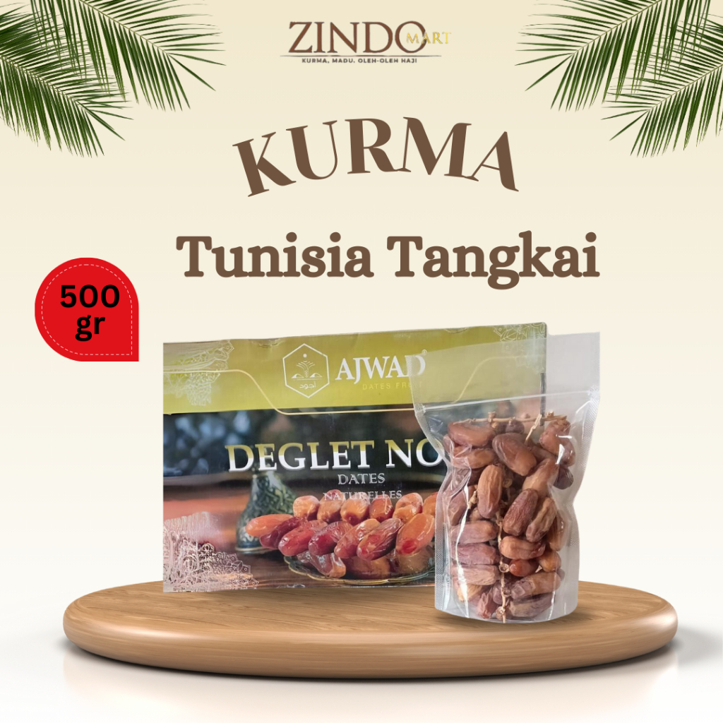 

KURMA TUNIS TANGKAI 500GR AJWAD DEGLET NOUR / TUNISIA TANGKAI PREMIUM KEMASAN POUCH