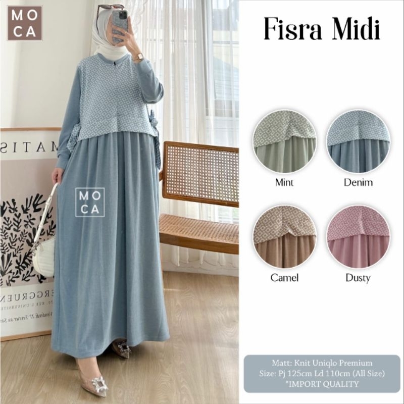 Gamis dress wanita FISRA MIDI bahan knit uniqlo premium