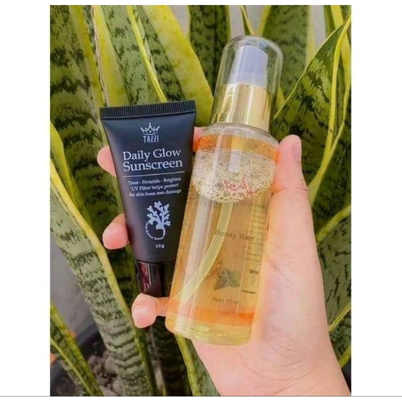 sunscreen tazzi glow + beauty water tazzi