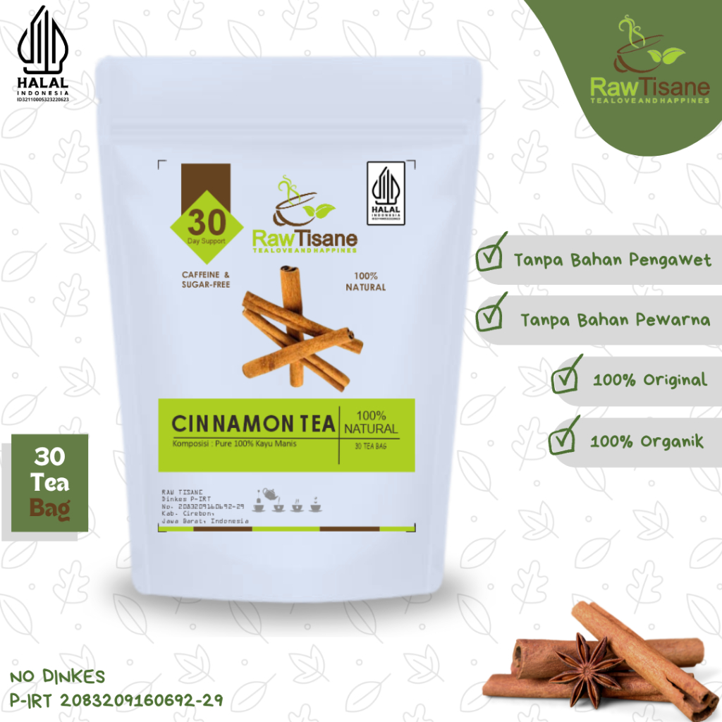 

RAW TISANE Cinnamon Tea : Teh Kayu Manis / Teh Celup Kayu Manis All Varian Isi 30 Tea Bag