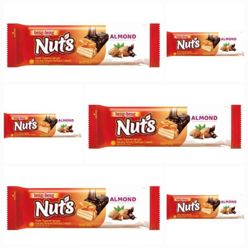 

Beng Beng Nuts Wafer Karamel Dengan Kacang Almond Bersalut Cokelat 35 Gr