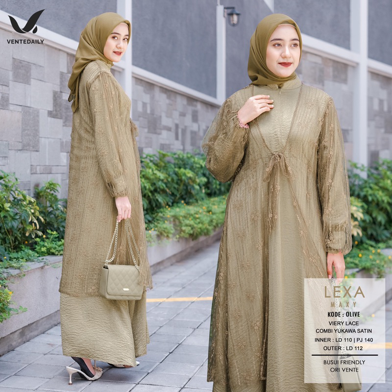 Dress Outer Brukat Lexa Set Busui Gamis Brukat Kondangan Ventedaily