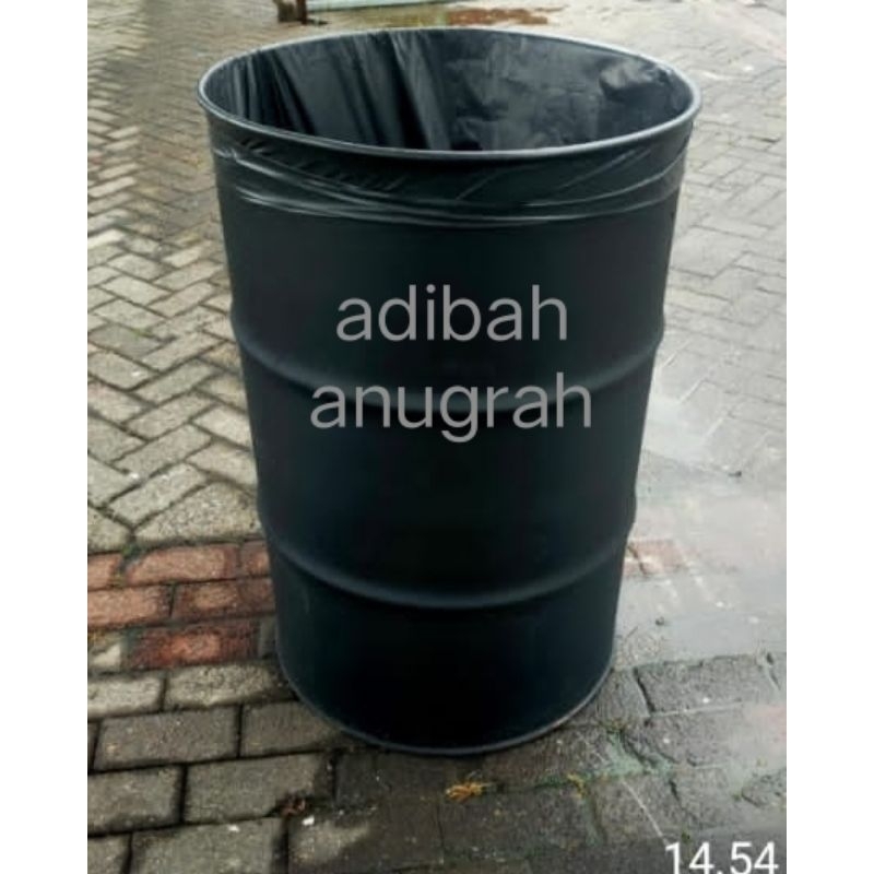 tong sampah drum besi 200Liter tutup besar sudah di cat rapi +tutup