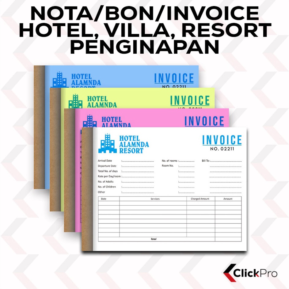 

Baru Asli NOTA BON INVOICE PENGINAPAN HOTEL CUSTOME 1ply 2ply 4ply F4221X165cm