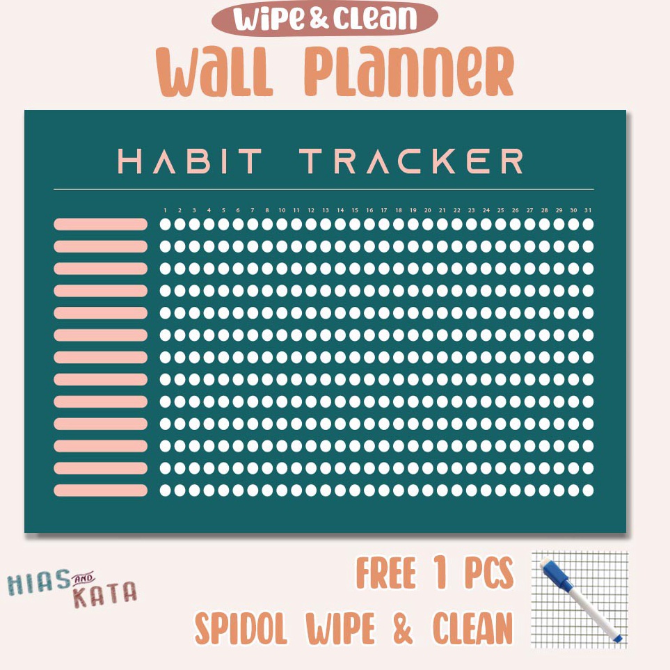 

Harga Irit Daily monthly planner habit tracker size A3 Free 1pcs spidol wipeclean