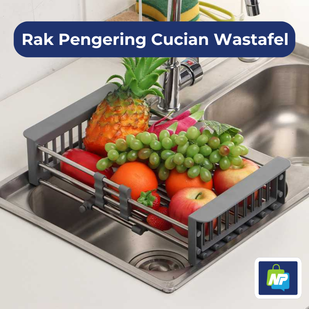 Rak Keranjang Wadah Tempat Pengering Cucian Piring Sayur Sayuran Buah Alat Dapur di Atas Wastafel MI