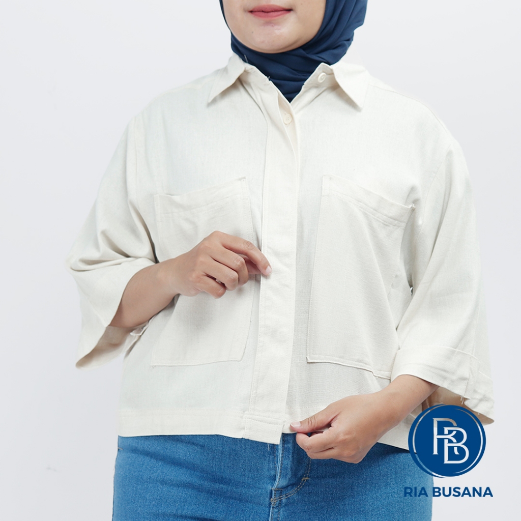 Ria Busana - Nathaniah - Kemeja Wanita Crop Art. R0330