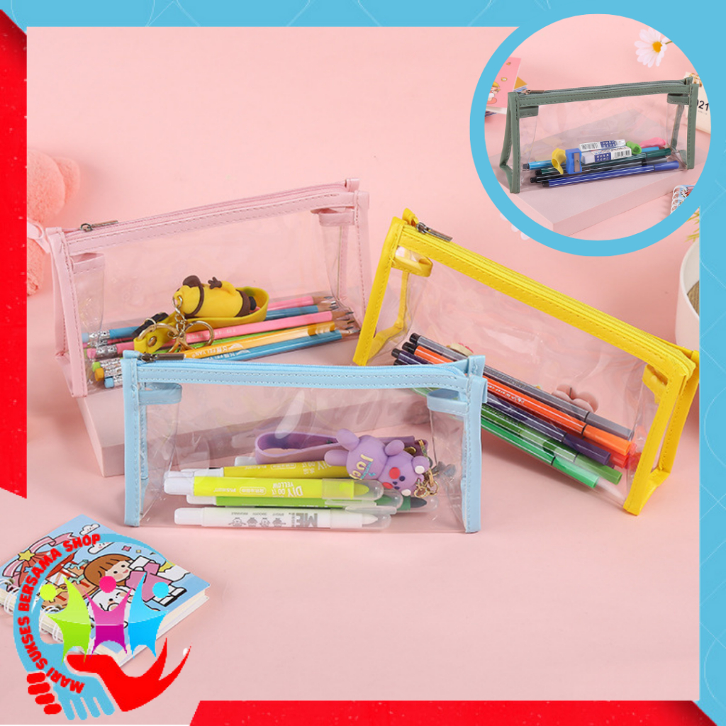 

MSBS Kotak Pensil Transparan Multifungsi Minimalis Tempat Pensil Bening Kapasitas Besar Tas Penyimpanan Transparan Warna tas Makeup Mini Pouch Pencil Case Stationery Serbaguna Aesthetic