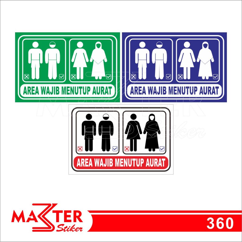 

360 - Stiker Area Wajib Menutup Aurat, Sticker Vinyl, Premium, Tahan Air, Termurah, dan Bisa Custom