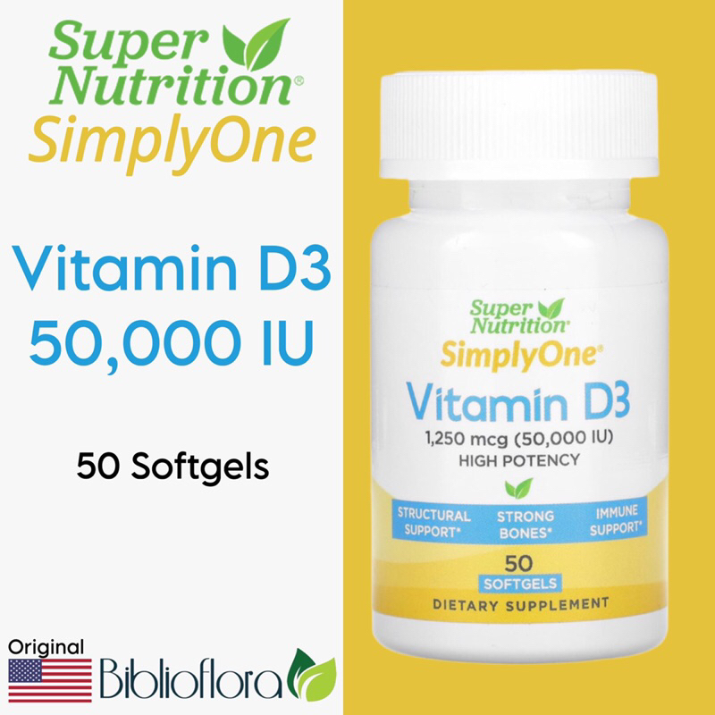 Super Nutrition Simply One Vitamin D3 50000 iu 50 Softgels Once Weekly
