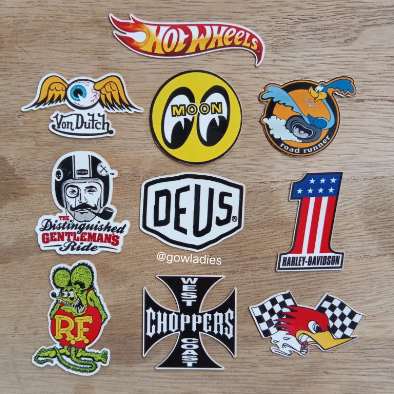 

Sticker Pack Custom Motorcycle Kustom Kulture Mooneyes Ratfink Vondutch Claysmith Deus WestCoast Choppers