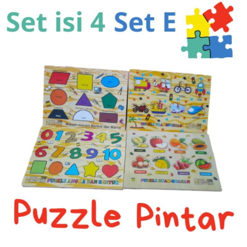 Puzzle Kayu mainan Edukasi anak angka gambar buah hewan bentuk buah buahan aneka hewan alphabetkayu 