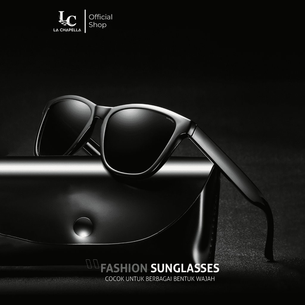 La Chapella Kacamata Hitam Sunglasses Kotak Polarized Anti Silau PC Lens UV400 Polarized 0717