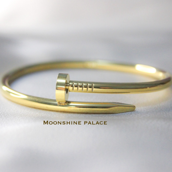 Gelang Paku Titanium 14K Gold Plated Gelang Wanita Lapis Emas Gold Rose Gold Silver