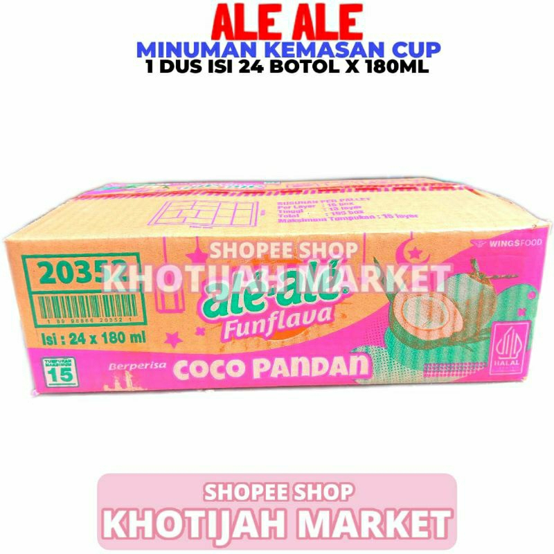 

Ale Ale Rasa Cocopandan 1 Dus Isi 24 Cup 180ML
