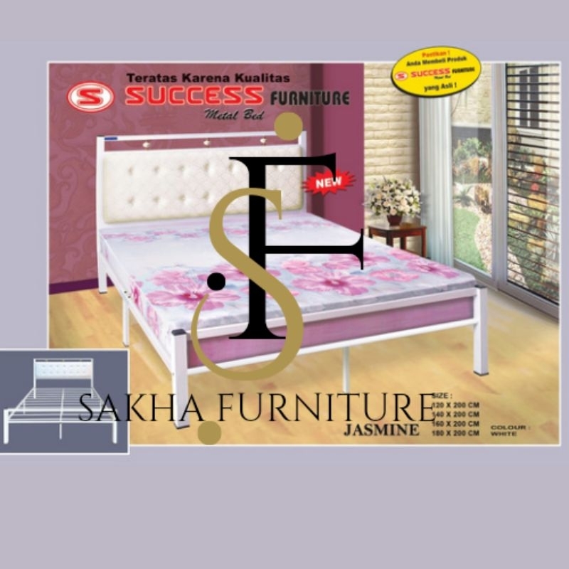 Ranjang Besi Minimalis Jasmine Success Furniture 120 x 200 , 140 x 200 , 160 x 200 , 180 x 200 Terse