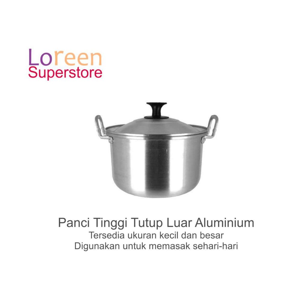 Panci Tinggi Aluminium Tutup Luar Dengan Tutup 24 cm