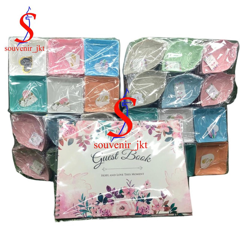 Isi 100pcs Souvenir Pernikahan Murah mangkok daun & mangkok kotak FREE BUKU TAMU