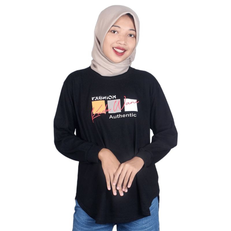 KAOS WANITA LENGAN PANJANG/LENGAN PANJANG RIB KUDU WANI OFCIAL STORE COTTON COMBED 20S [Size, M, L, 