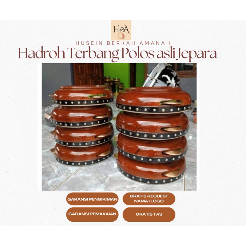 Hadroh Terbang polos 30cm asli Jepara Nangka