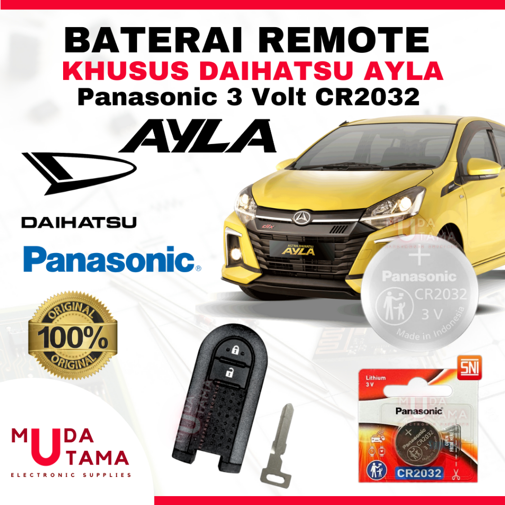 Baterai Remote DAIHATSU AYLA - ORIGINAL PANASONIC CR2032 | Battery Remote DAIHATSU AYLA | Baterai Ku