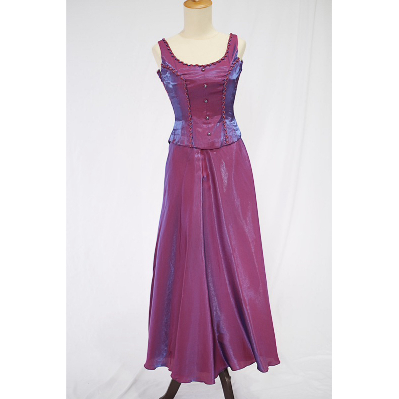 gaun long dress ungu silver