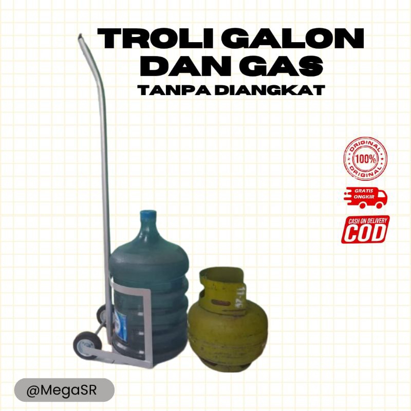 TANPA D ANGKAT TROLI GALON/RODA GALON BESI/DORONGAN GAS GALON