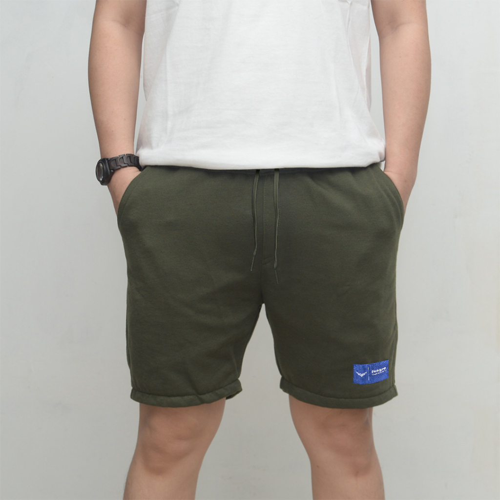 Foagra Celana Pendek Pria Wanita Sweatpants Celana Casual Celana Pendek Murah Warna Hijau Army