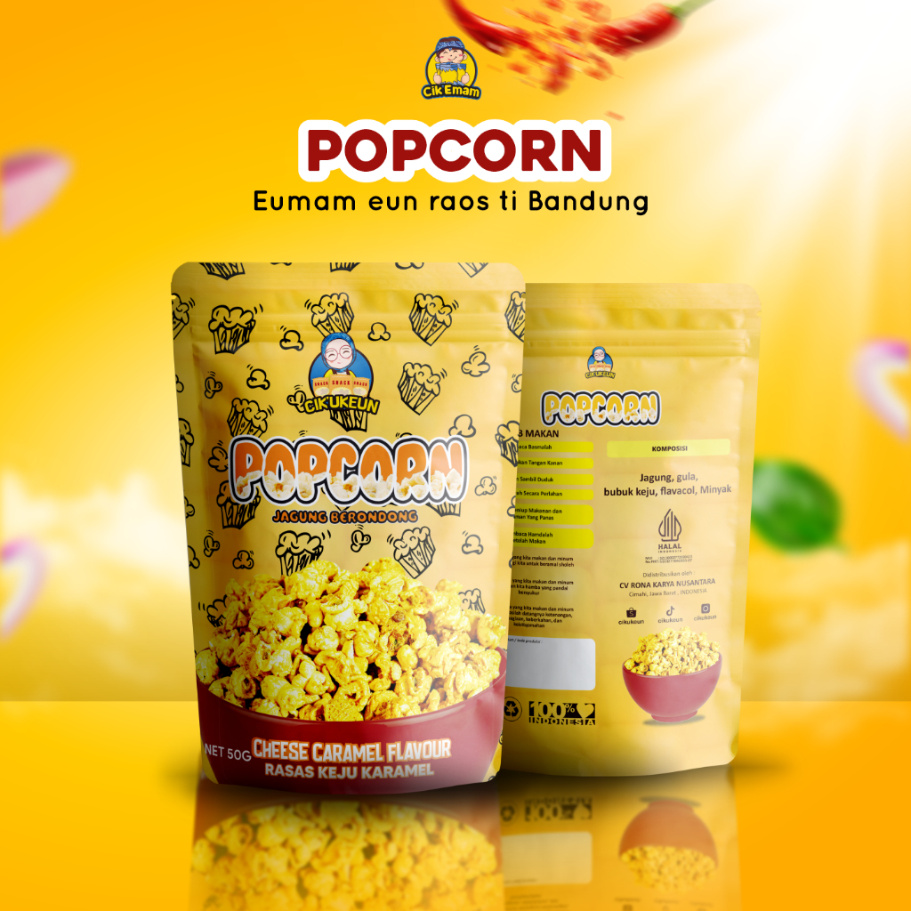 

CIKUKEUN - POPCORN Cheese Caramel - Berondong Jagung Gurih Keju Manis Caramel Snack