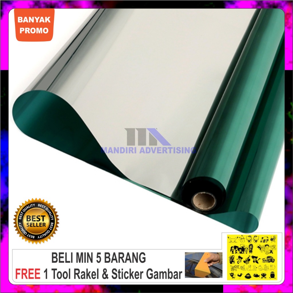 kaca film oneway/kaca film cermin hijau/kaca film silver green/kaca film silver hijau/kaca film gedu