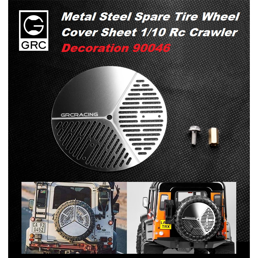GRC Metal Steel Spare Tire Wheel Cover Sheet 1/10 Rc Crawler Decoration Tutup Cover ban 1.9 2.2 Sere