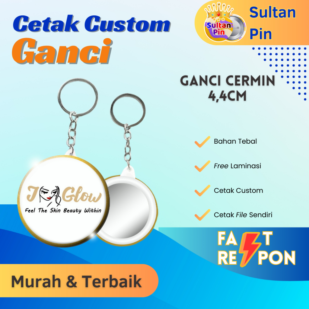 CETAK PIN GANCI 44MM TERMURAH SOUVENIR 44 MM / GANCI CETAK CUSTOM GANCI CERMIN 4.4CM / GANCI CERMIN 