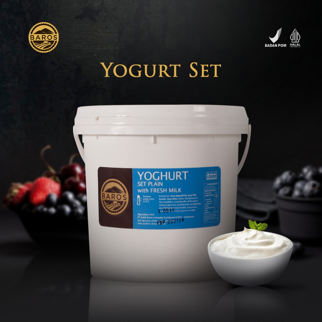 Baros Yogurt Set Plain - 1 L | 100% Natural Fresh Milk Tanpa Tambahan Gula Rendah Kalori Diet Sehat