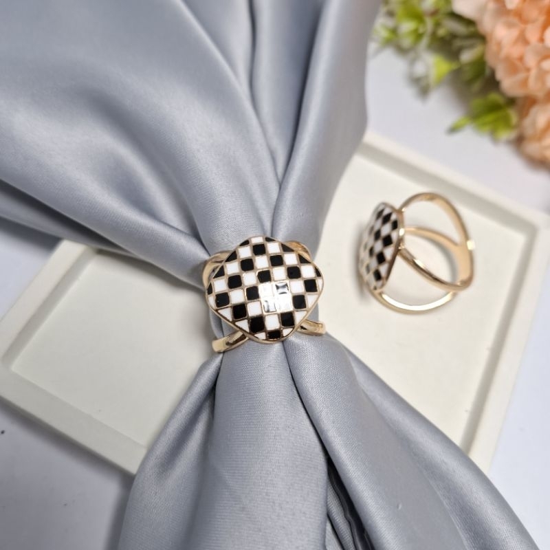 Bros Ring Jilbab Modern Mutiyara 1 Mewah Simple Elegan Cincin Hijab Kerudung Segi Empat
