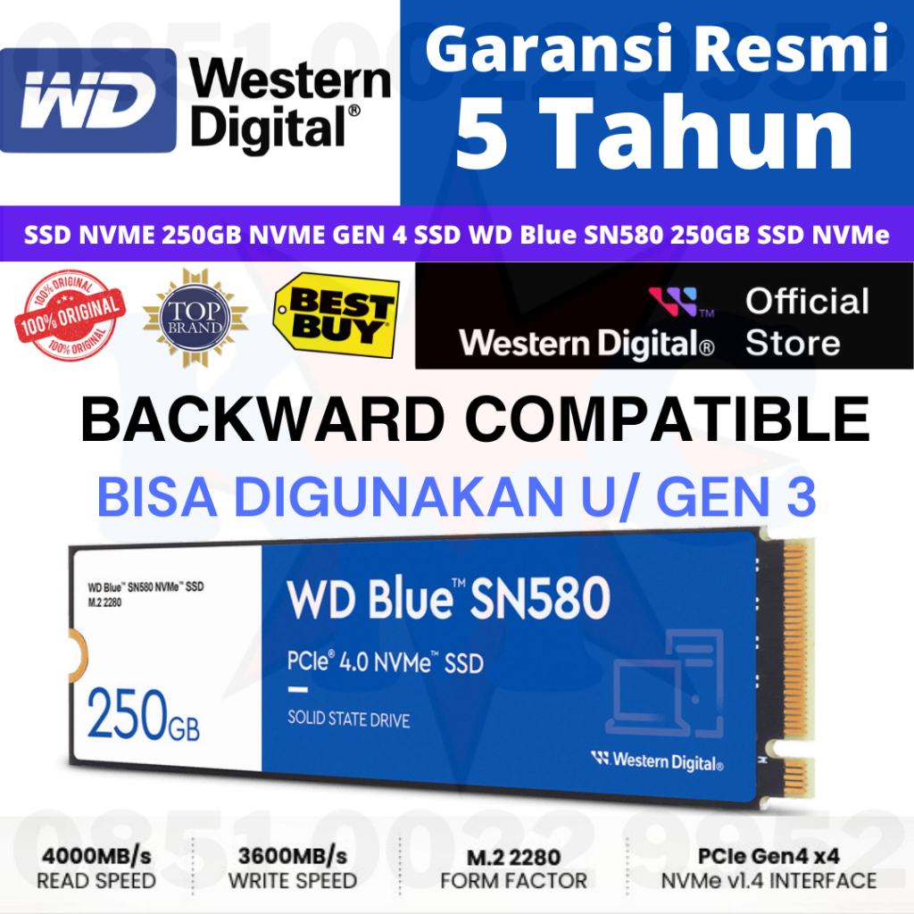 SSD NVME 250GB NVME GEN 4 SSD WD Blue SN580 250GB SSD NVMe