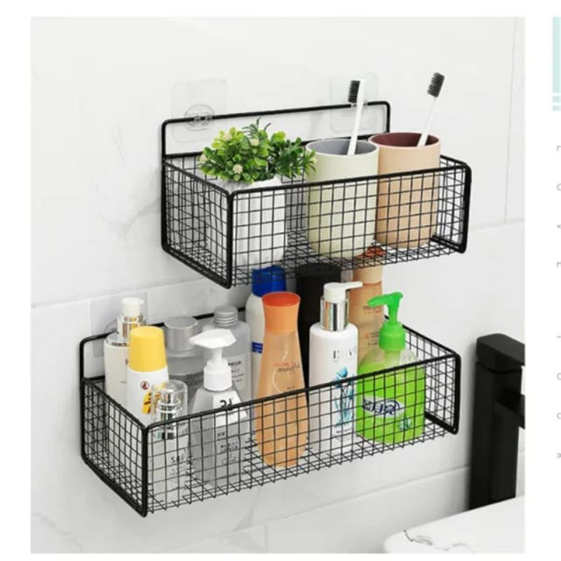 KNH Rak keranjang besi serbaguna rak tempel dinding ukuran besar