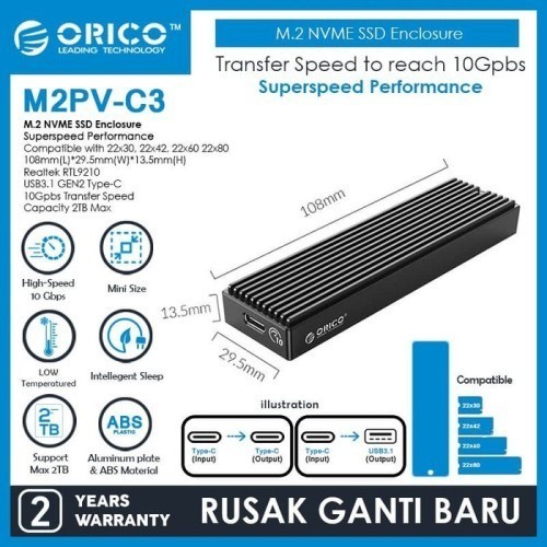 Orico M2PV-C3 M.2 NVMe SSD Enclosure