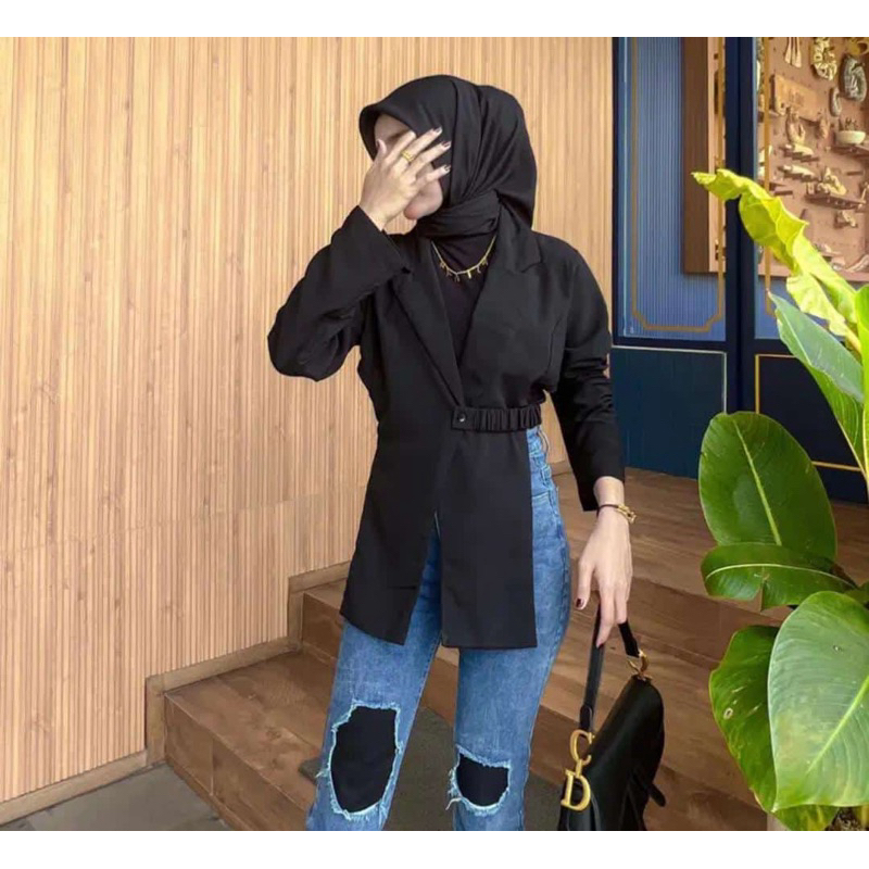 BLAZER HITAM WANITA POLOS KODE 001