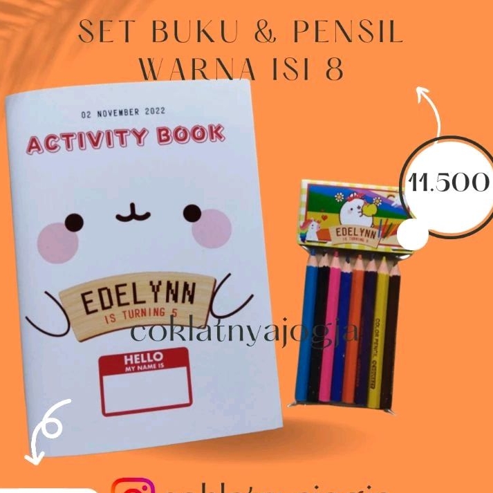 

Birthday Souvenir Set Buku Aktivitas dan Pensil Warna Plastik isi 8 Tema Molang