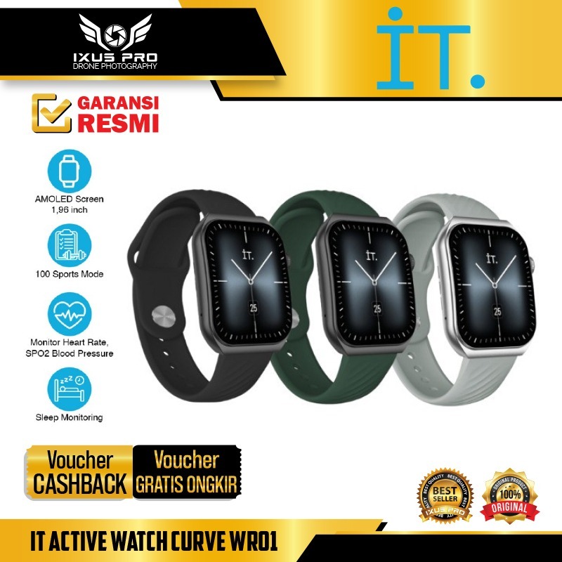 IT Active Watch Curve WR01 Smart Watch IT WR-01 Garansi Resmi
