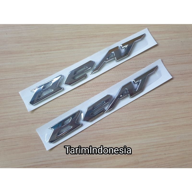 emblem motor honda beat kanan dan kiri / emblem beat timbul 3d chrome / honda beat