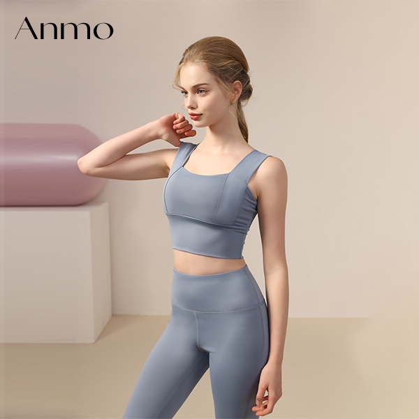 ANMO-Sport Bra Wanita Push Up Seamless Pakaian Yoga Bernapas Atasan  Gym Fitness