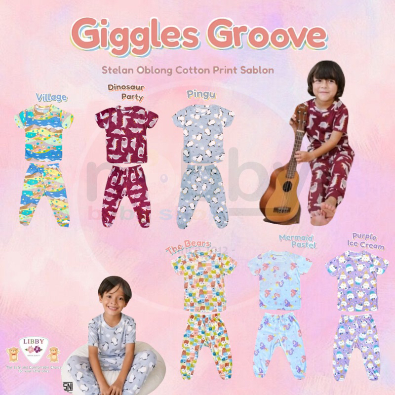 LIBBY - Giggles Groove - Setelan Oblong Tipis Pendek Panjang Size SML 2L XL XXL